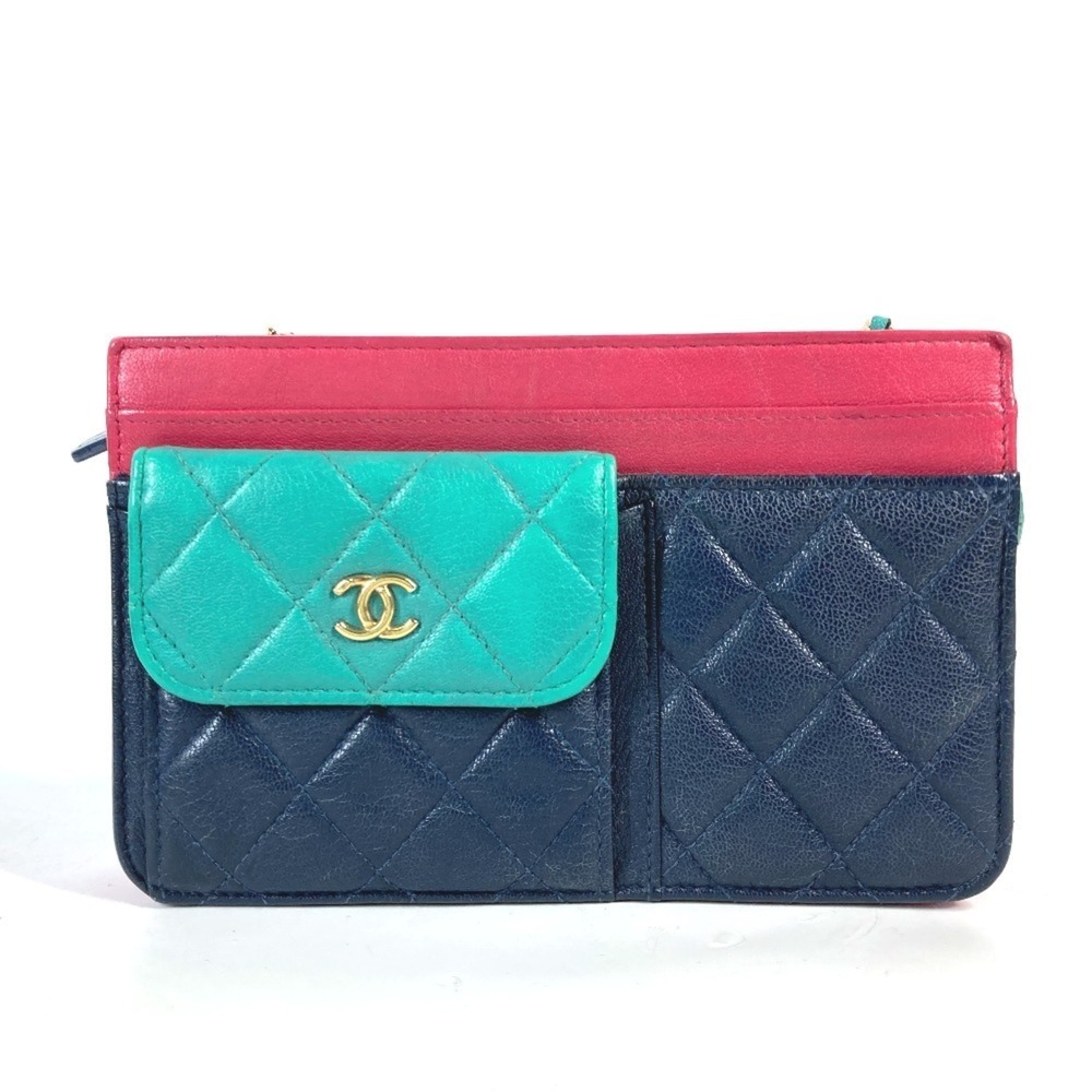 CHANEL Pink Caviar Leather Logo Pochette Shoulder Bag